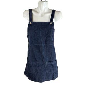 90s Y2k B.U.M Corduroy  Overall Dress Jumper Blue Navy Womens Medium Grunge